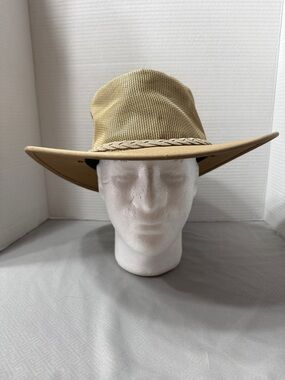Barmah Drover #1057 Large Outback Khaki Beige Canvas Wide Brim Mesh Hat Unisex